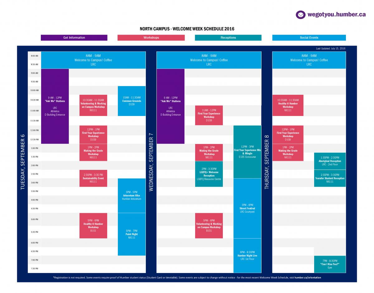 Fall Academic Orientation and Week Schedule Humber Communiqué